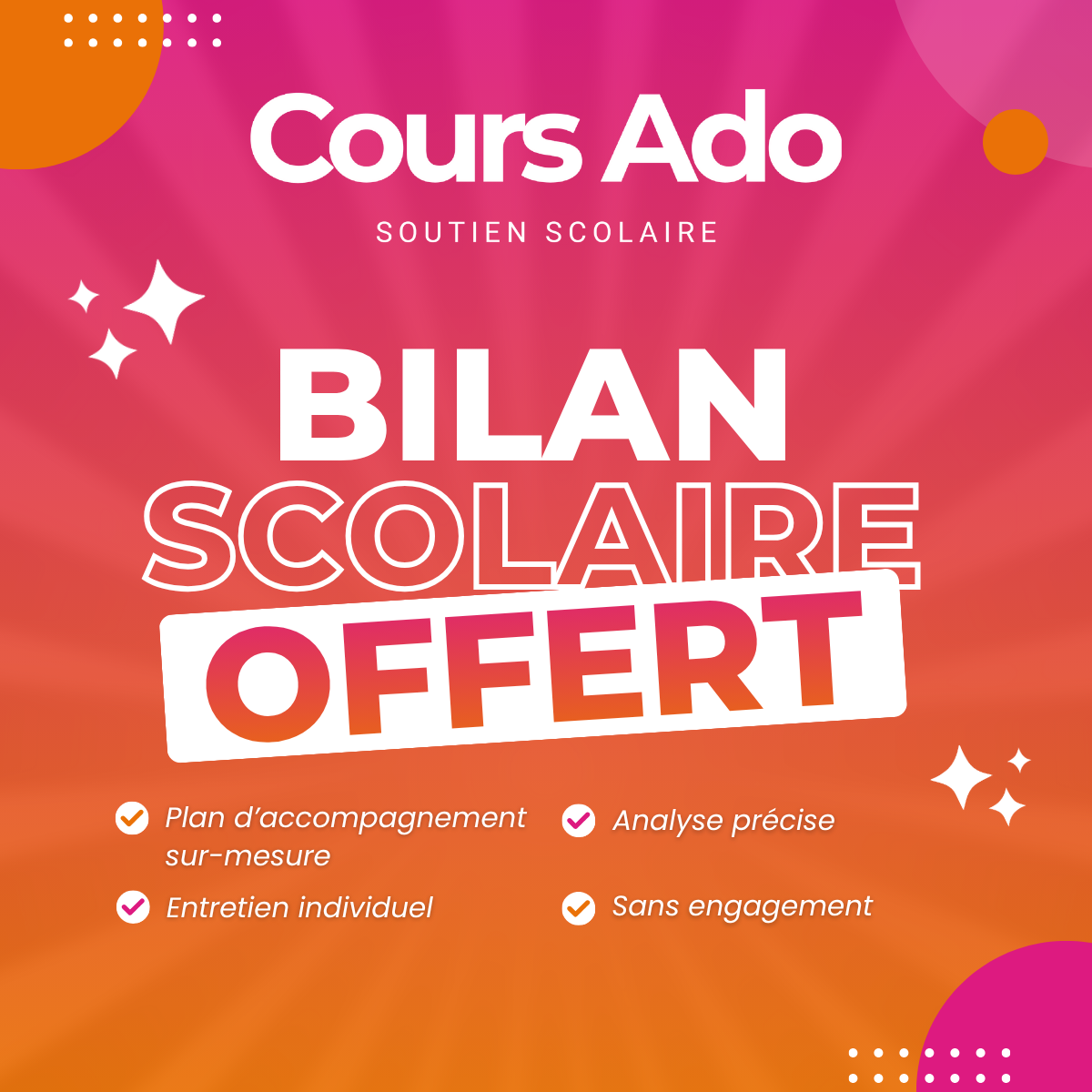 Bilan scolaire offert chez Cours Ado Nîmes